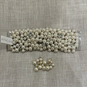 White House Black Market Cream Bracelet with Cluster of Beads